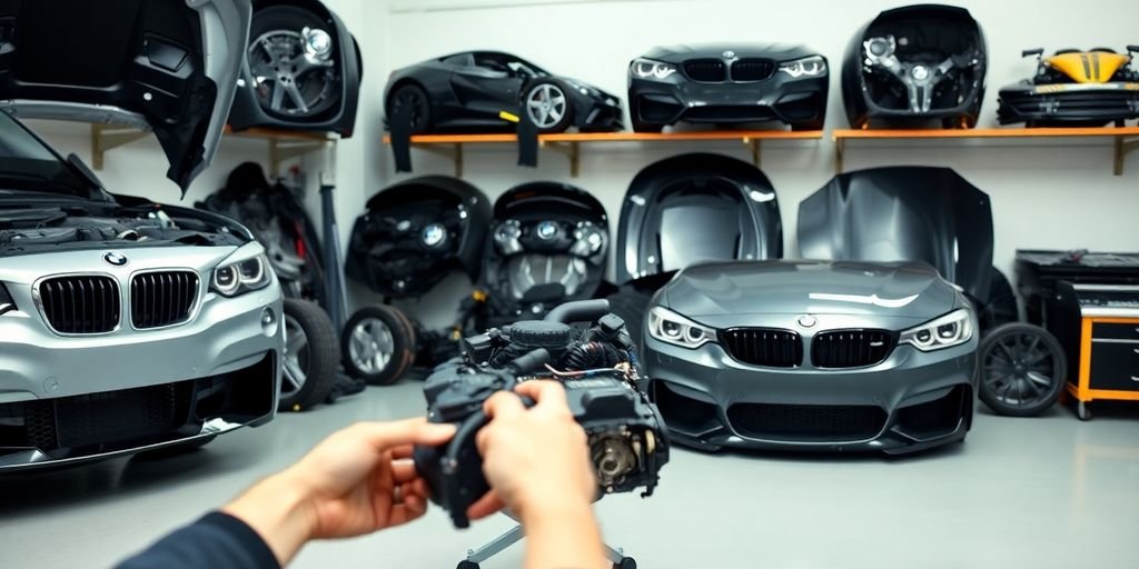 BMW parts salvaged from a car.