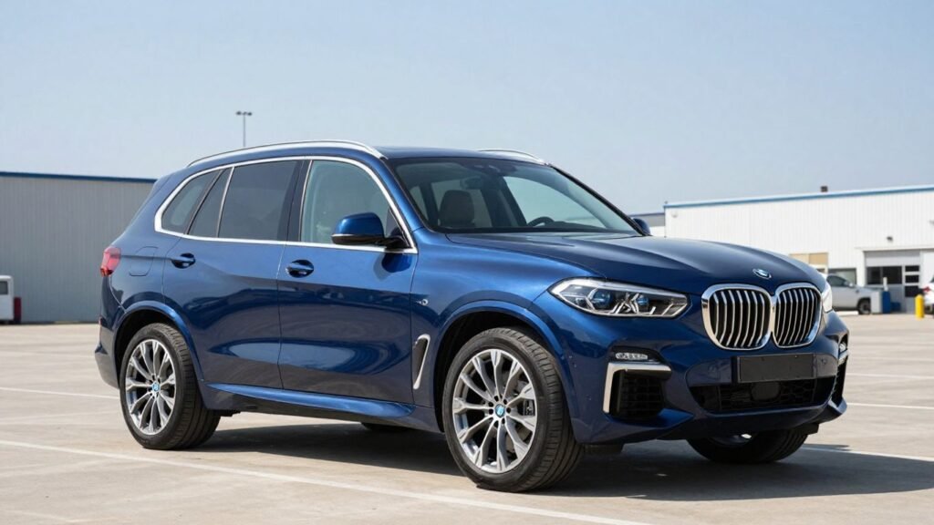 BMW X5 SUV in a sunny outdoor lot.