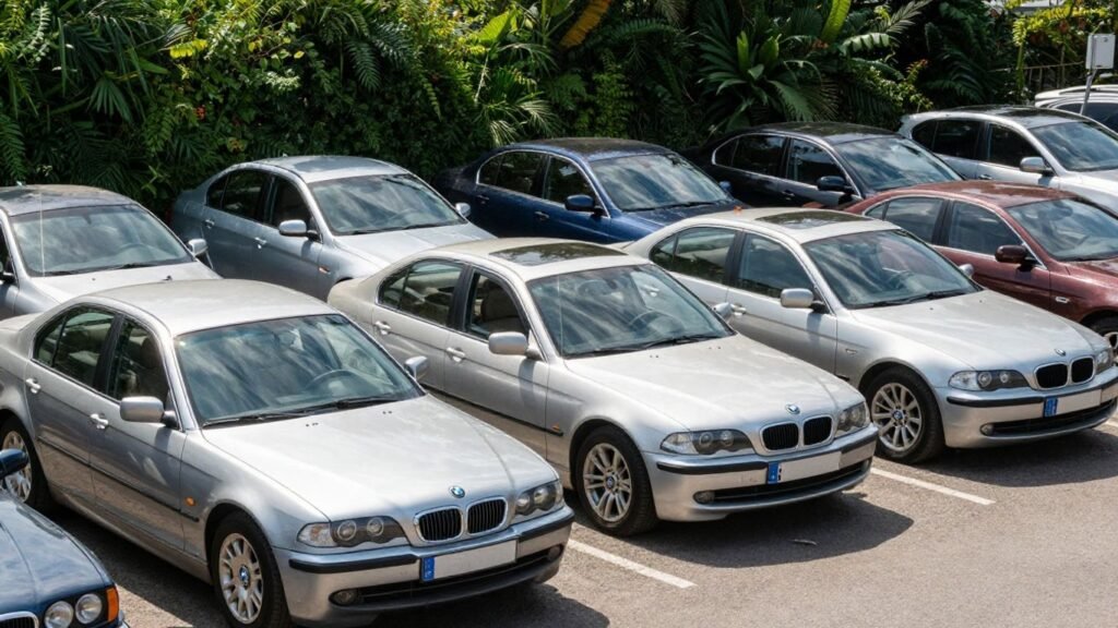 BMW cars in a wrecking yard in Caboolture, Queensland.