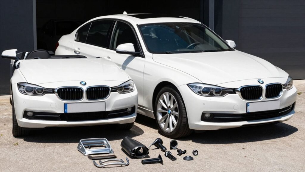 BMW 3 Series car with auto parts on Sunshine Coast.